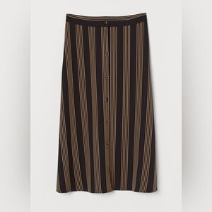 H&M Striped Button-front Midi Skirt